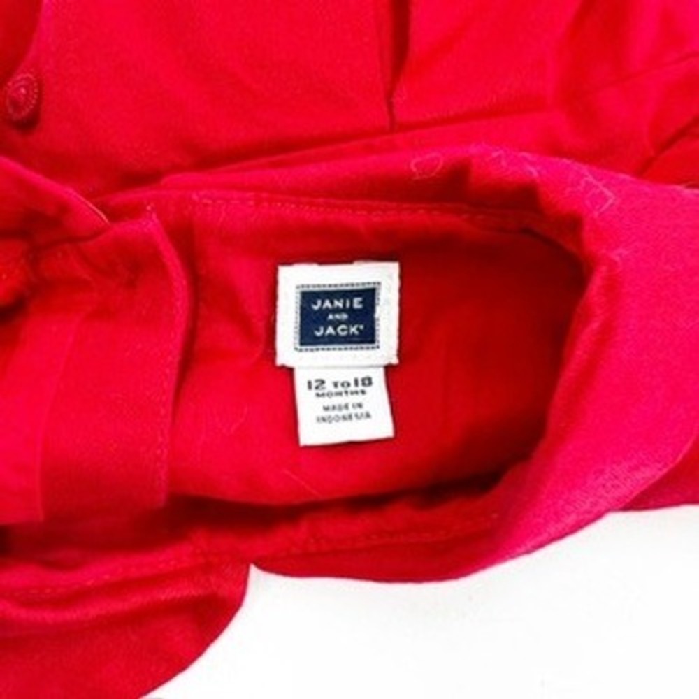 Janie and Jack Red Lace Trim Dress and Bloomers Set Baby Girl 12 18 Months - Picture 4 of 5